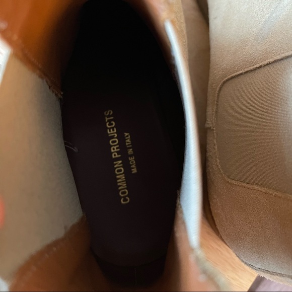 Mens Common Projects Suede Chelsea Boots - Tan Size 10 (MSRP-$525) Made In Italy - Picture 9 of 12